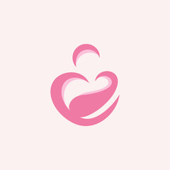 midwife logo design. Vector illustration abstract mom and baby with love shape. modern logo design vector icon template