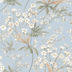 Delicate painting of baby breath flowers seamless pattern