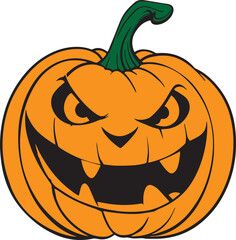Scary halloween pumpkin, Halloween pumpkins, Vector illustration, SVG