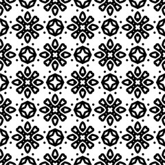 Black and white  pattern . Figures ornament.Seamless pattern for fashion, textile design,  on wall paper, wrapping paper, fabrics and home decor.