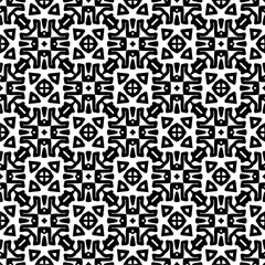 Black and white  pattern . Figures ornament.Seamless pattern for fashion, textile design,  on wall paper, wrapping paper, fabrics and home decor.
