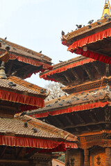 Fototapeta na wymiar Towering temples at Kathmandu Durbar Square, Nepal
