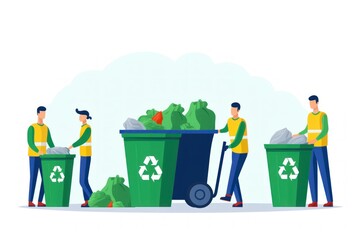 Illustration of trash collecting campaign for clean environment. Generative AI
