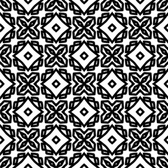 Black and white  pattern . Figures ornament.Seamless pattern for fashion, textile design,  on wall paper, wrapping paper, fabrics and home decor.
