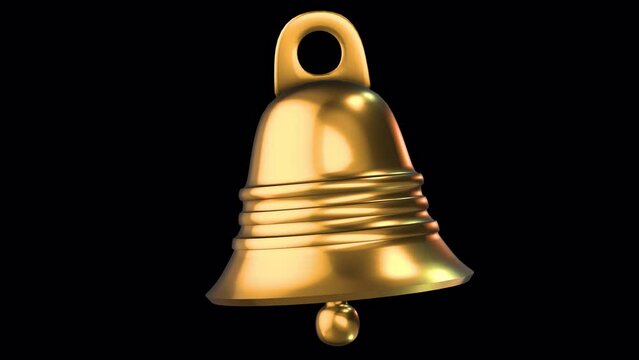 Gold bell ringing on alpha channel background.