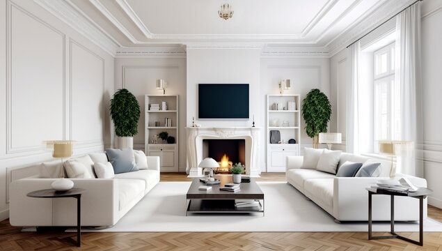 Luxury living room interior, generative ai