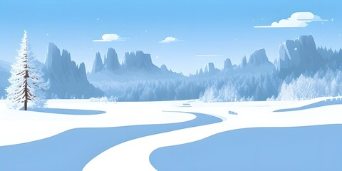 Winter landscape illustration, generative ai