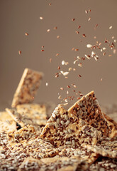 Crackers with sunflower and flax seeds.