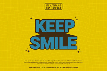 Obraz premium Editable text effect Keep Smile 3d cartoon template stlye modren premium vector