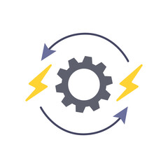 gear icon on a white background, electricity, vector illustration