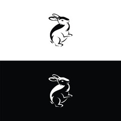 Black side silhouette of a rabbit isolated on white background. Vector illustration.Vector image of an rabbit,Rabbit logo isolated on white background,Rabbit vector template