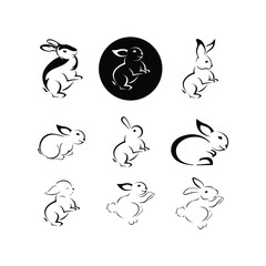 Black side silhouette of a rabbit isolated on white background. Vector illustration.Vector image of an rabbit,Rabbit logo isolated on white background,Rabbit vector template
