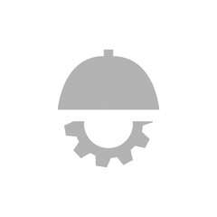 construction helmet icon, gear on a white background, vector illustration