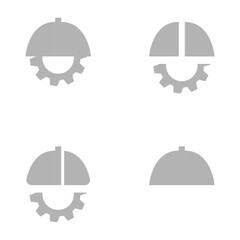 construction helmet icon, gear on a white background, vector illustration