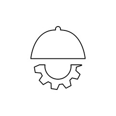 construction helmet icon, gear on a white background, vector illustration