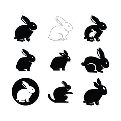Black side silhouette of a rabbit isolated on white background. Vector illustration.Vector image of an rabbit,Rabbit logo isolated on white background,Rabbit vector template