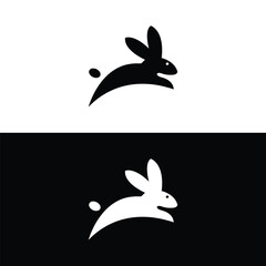 Black side silhouette of a rabbit isolated on white background. Vector illustration.Vector image of an rabbit,Rabbit logo isolated on white background,Rabbit vector template