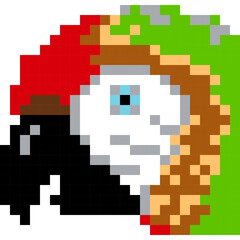 Parrot cartoon icon in pixel style