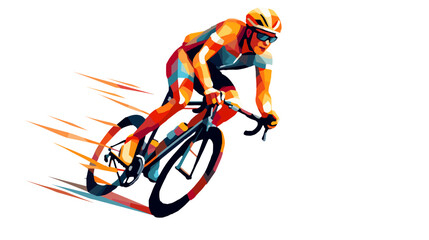 Fototapeta premium Drawing of a cyclist on a white background vector