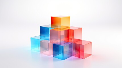 abstract 3d cubes isolated on white generative AI