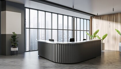 reception space at a office with indoor plants