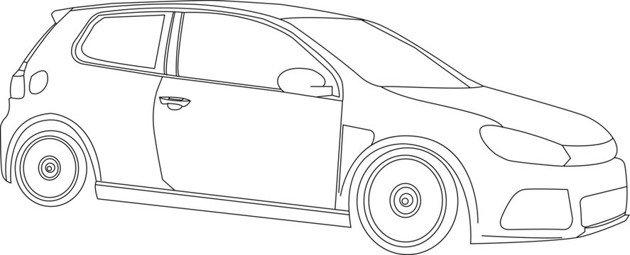 one line drawing car and outline vector on the white background