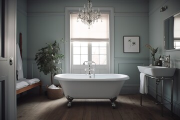 Fototapeta na wymiar bathroom interior with shower. generative AI