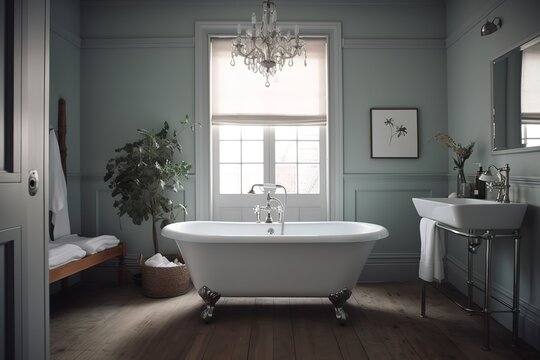 bathroom interior with shower. generative AI
