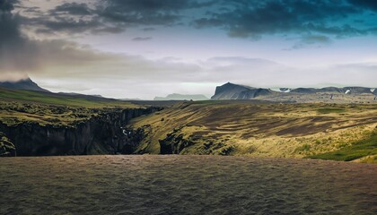 South Iceland beautiful nature dramatic landscape. Panorama view. Color toned filter