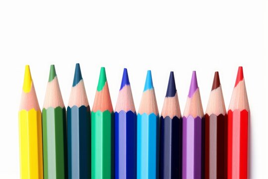 Colored pencils isolated on a white transparent background, back to school, drawing supplies, Generative AI