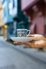 Turkish Coffee (Türk Kahvesi) in front of the Kuzguncuk Streets Photo, Üsküdar Istanbul, Turkey (Turkiye)
