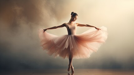 ballerina pirouette spinning on stage generative AI - obrazy, fototapety, plakaty