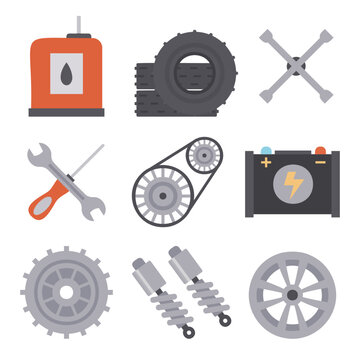 Auto service, car repair icon set. Car service and garage. Big collection: repair, maintenance, inspection, parts, units, elements