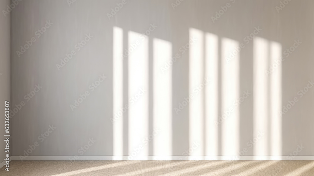 Aufkleber wide empty wall with floor and sunlight. created with generative ai technology.