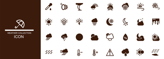 icon weather. brown color.  for website, app, uiux. editable stroke eps 10. white isolated baground