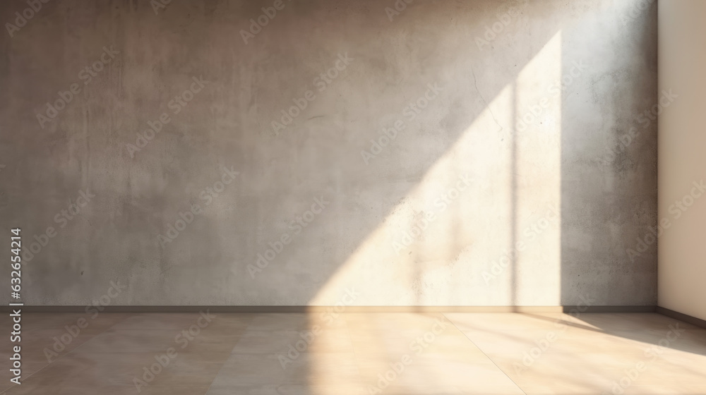Poster wide empty concrete wall with floor. created with generative ai technology.