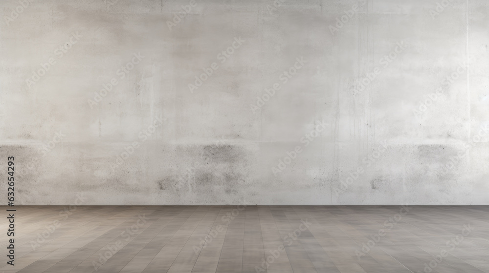 Poster wide empty concrete wall with floor. created with generative ai technology.