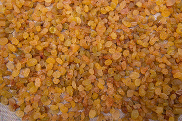 Dried fruits Yellow sweet delicious raisins pattern texture can be used as a background wallpaper