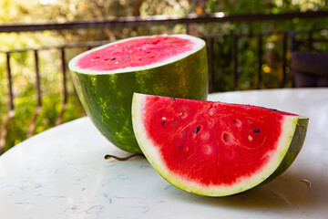 Pieces and slices of watermelon