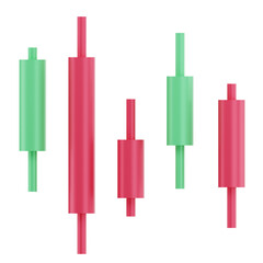 Candle stick 3d icon illustration. Cryptocurrency trading investment concept
