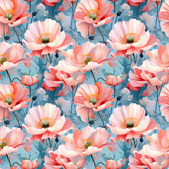 Seamless pattern with vintage pastel flowers. Floral background for cosmetics, perfume, beauty products. Can be used for greeting card, wedding invitation, craft paper, wrapping.