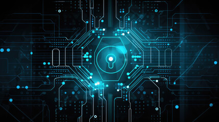 Fototapeta premium Cybersecurity abstract technological background. Created with Generative AI technology.