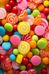 Fototapeta na wymiar Closeup shot of various candies with lolypops 