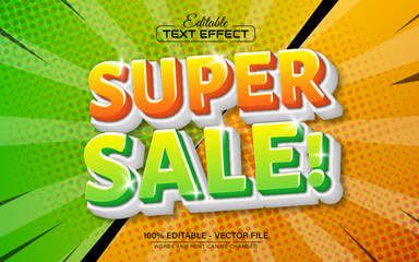 Super sale pop art cartoon comic style text effect editable