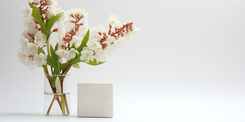 Image of a white block calendar on a white background with flowers.