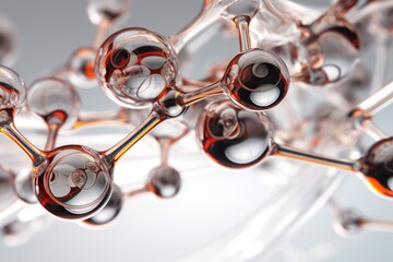 molecules antioxidant of liquid bubble on gray background - obrazy, fototapety, plakaty