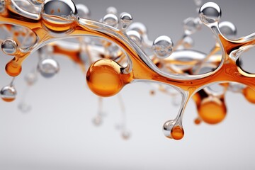 molecules antioxidant of liquid bubble on gray background