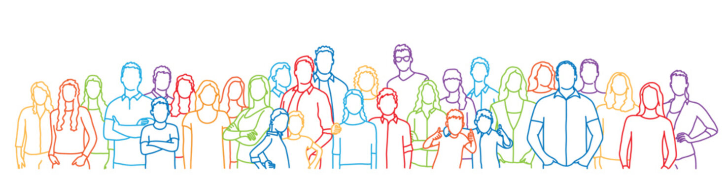 Diverse people standing together.