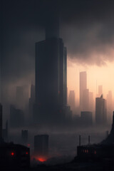 Fototapeta premium Dystopian cityscape illustration