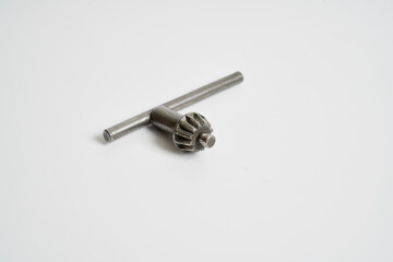 drill chuck key on an isolated white background